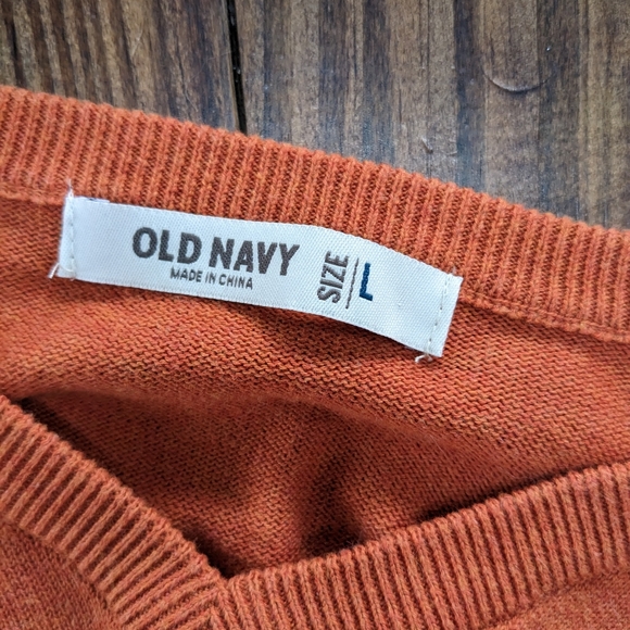 Old Navy Orange V Neck Sweater Large - Picture 2 of 4